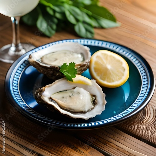 Oysters on a neutral background created and generated by artificial intelligence