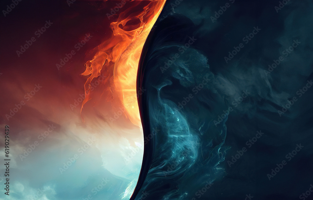 One side is fire, the other side is ice, the two sides meet and intertwine with Generative AI. One side is fire, the other side is ice, the two sides meet and intertwine with Generative AI.