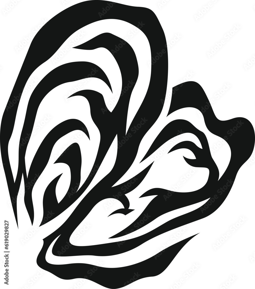 Abstract Illustration of an Oyster Opening Its Shell Abstract Illustration of an Oyster Opening Its Shell