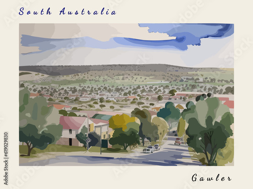 Gawler: Postcard design with a scene in Australia and the city name Gawler photo