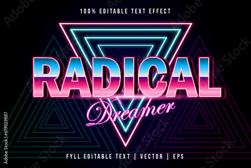 Editable Text Effect 3D Radial Dreamer Retro Style