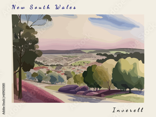 Inverell: Postcard design with a scene in Australia and the city name Inverell photo