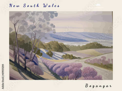 Bogangar: Postcard design with a scene in Australia and the city name Bogangar photo