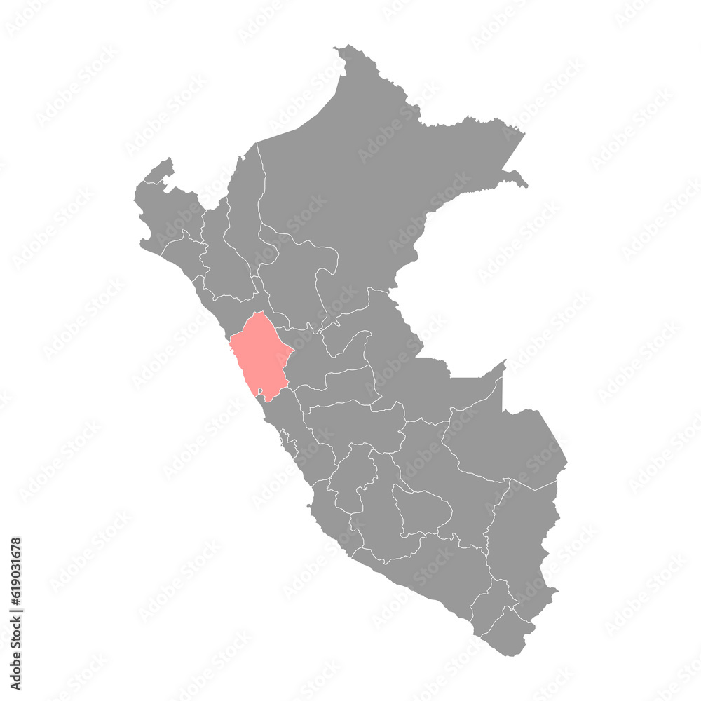 Ancash map, region in Peru. Vector Illustration.