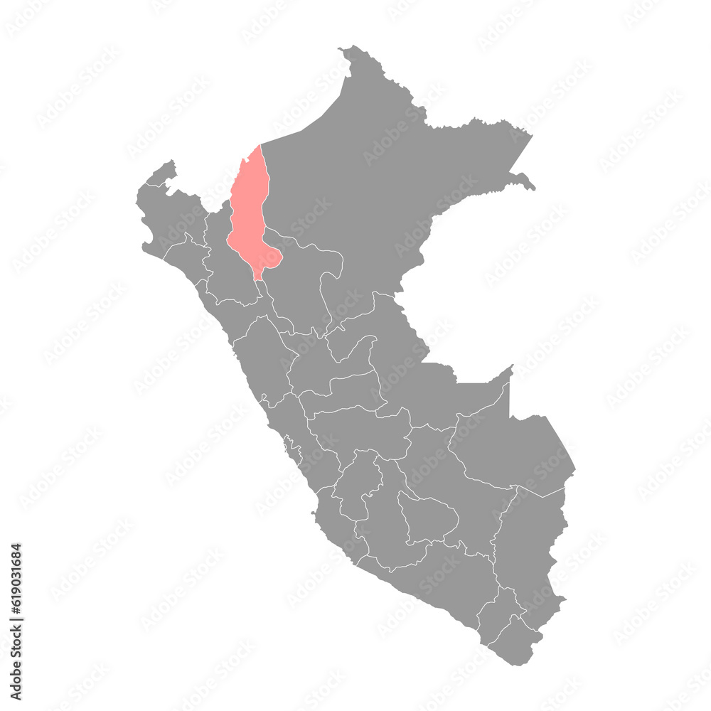 Amazonas map, region in Peru. Vector Illustration.