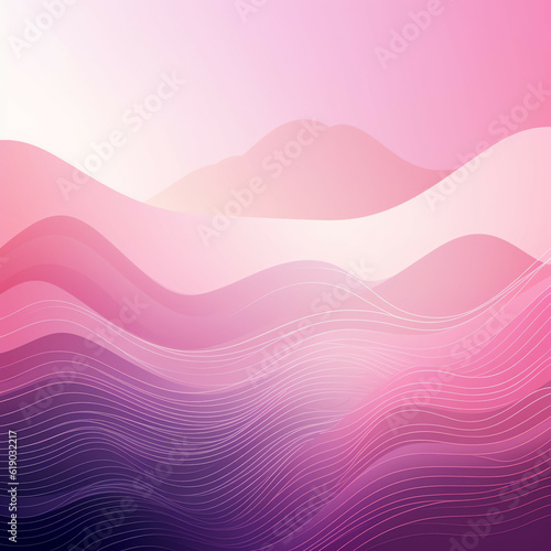 a pink and purple wavy background with mountain. generative ai