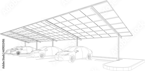 3D illustration of solar carport