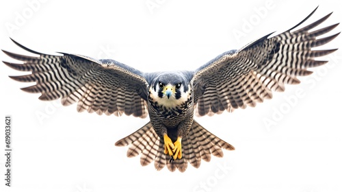 falcon spread their wings and fly. Isolated on White background. generative ai
