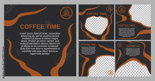 coffee social media post template square banner coffee shop promotion