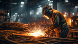 Sparks of Expertise: A Skilled Worker Welding in a Factory with Protective Gear, Generative AI
