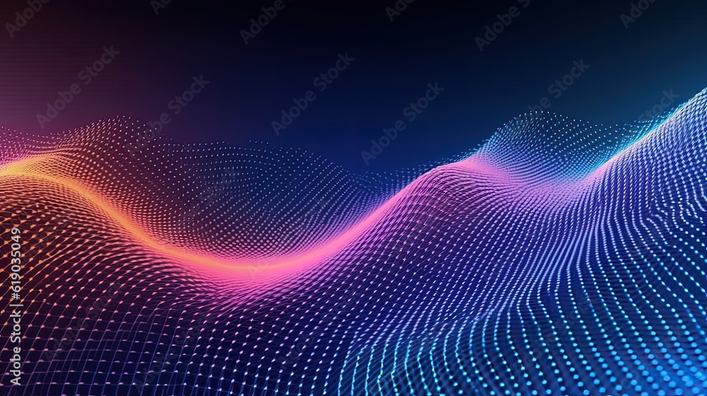 Obraz premium abstract digital wave technology background with blue light, Generative AI