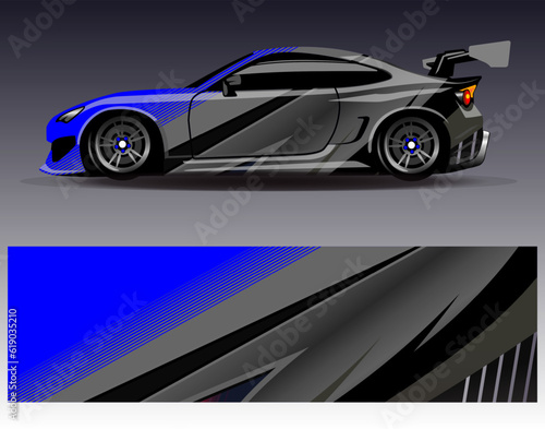 Car wrap design vector.Graphic abstract stripe racing background designs for vehicle  rally  race  adventure and car racing livery