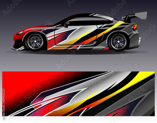 Car wrap design vector.Graphic abstract stripe racing background designs for vehicle  rally  race  adventure and car racing livery