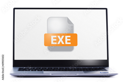 Laptop computer displaying the icon of EXE file