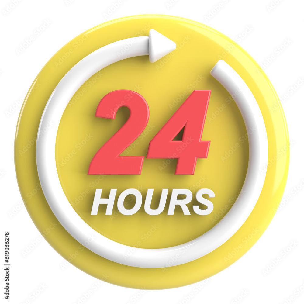 24 hours service icon. 3D illustration. 24 hours service icon. 3D illustration.