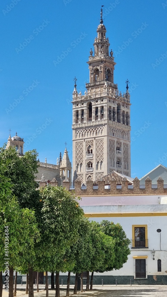 Giralda, the bell tower of Seville Cathedral in Seville, Spain.