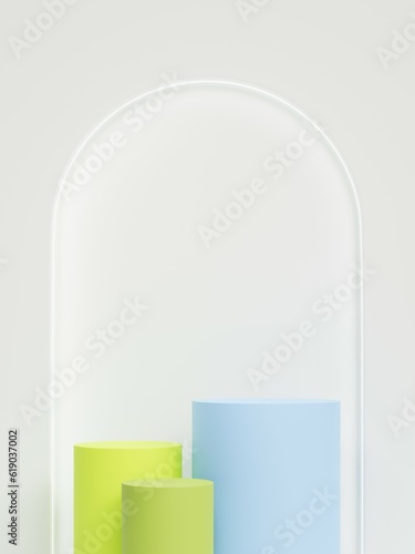 Abstract 3D room. Minimal podium set with wall scene. 3D render