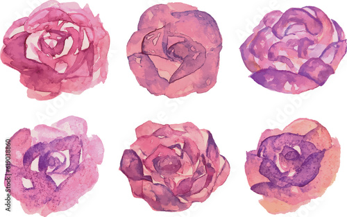 水彩のピンクのバラ