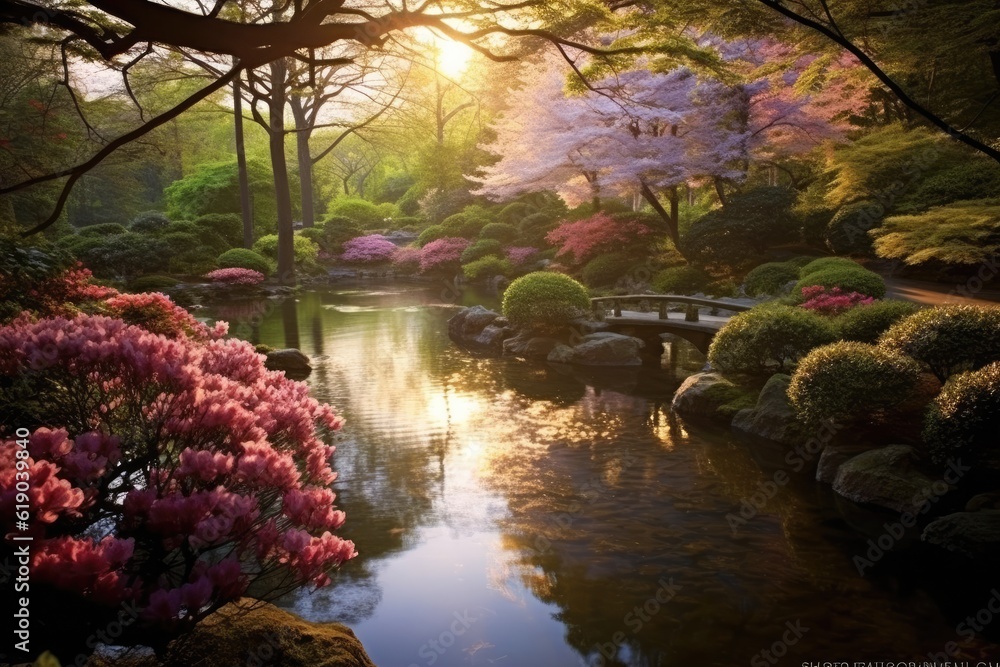 Beautiful colorful summer spring natural landscape, Generative AI Beautiful colorful summer spring natural landscape, Generative AI