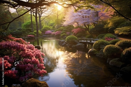 Beautiful colorful summer spring natural landscape  Generative AI