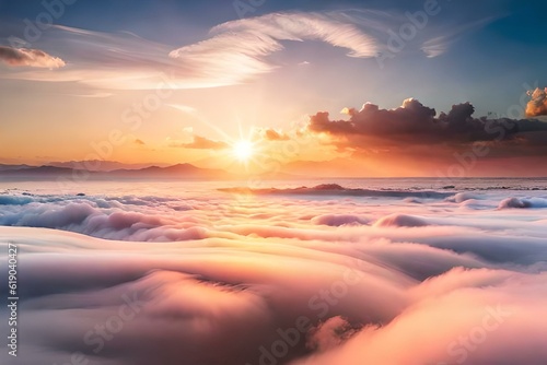 sunset over the clouds generated ai