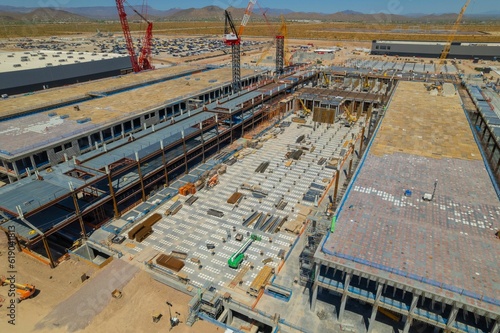 Aerial view of Taiwan semiconductors Mega Factory under construction in North Phoenix, Arizona.
