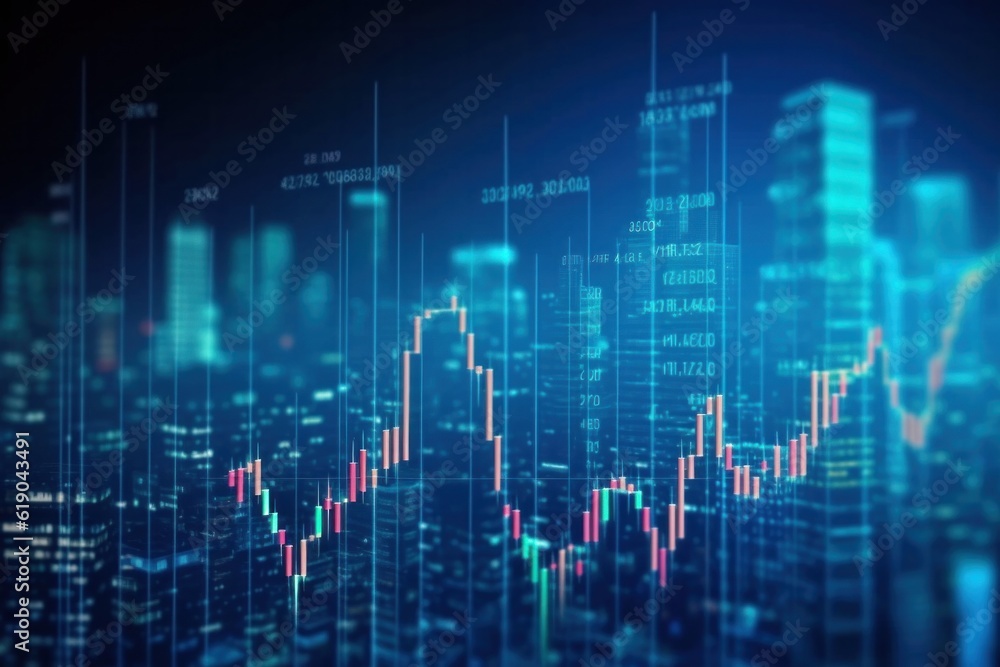 Stock market or forex trading graph and candlestick chart, abstract finance background, Generative AI Stock market or forex trading graph and candlestick chart, abstract finance background, Generative AI