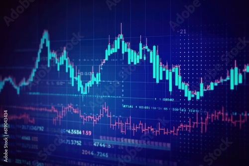 Stock market or forex trading graph and candlestick chart, abstract finance background, Generative AI