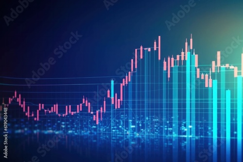 Stock market or forex trading graph and candlestick chart, abstract finance background, Generative AI