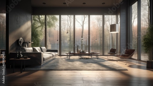 Large luxury modern minimal bright interiors room