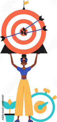 The daughter holds in his handwrite a devour with arrow that hit the kernel battlefield sector. Trendy style, Vector Illustration