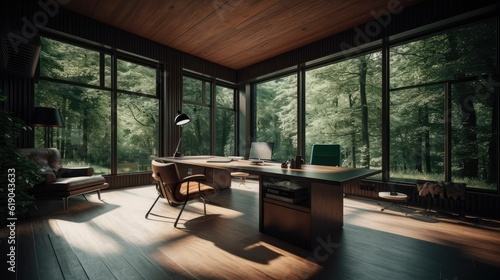 Inspiring office interior design Minimalist style Studio Space featuring Clean lines architecture © jambulart