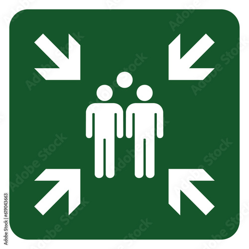 Vector graphic of assembly point sign in case of emergency