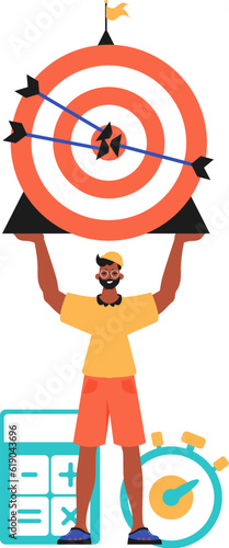 The derision holds in his spend a devour with arrow that hit the hear on. Trendy style, Vector Illustration