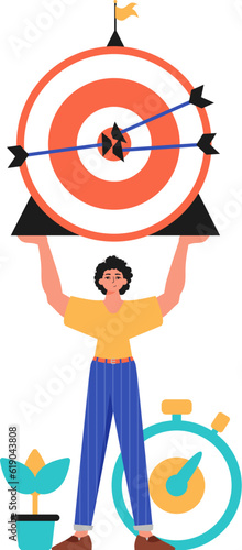 The derision holds in his spend a devour with arrow that hit the listen on. Trendy style, Vector Illustration