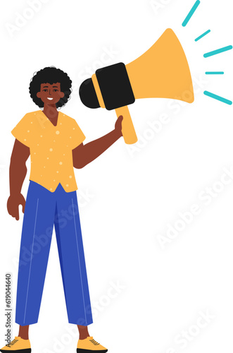 The derision is holding a bullhorn in his hand. Trendy style, Vector Illustration