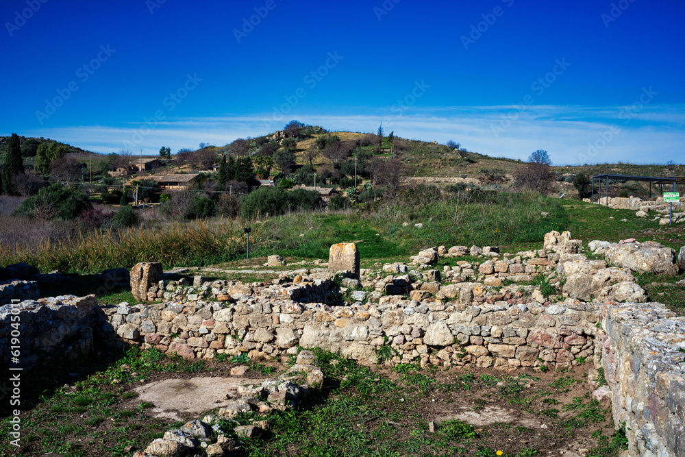Panoramic view of ruins of Morgantina, in Sicily