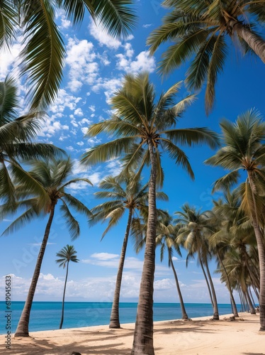 Palmiers tropicaux sur fond de ciel bleu, IA générative, Générative, IA © jp