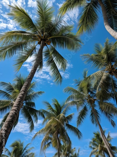 Palmiers tropicaux sur fond de ciel bleu  IA g  n  rative  G  n  rative  IA