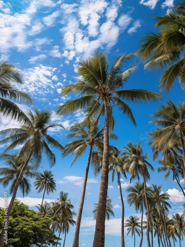 Palmiers tropicaux sur fond de ciel bleu  IA g  n  rative  G  n  rative  IA