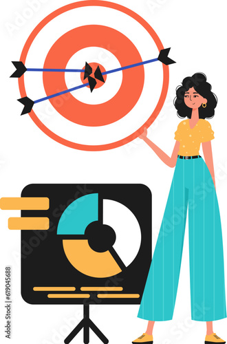 The daughter holds in his handwrite a raven with arrow that hit the kernel field sector. Trendy style, Vector Illustration