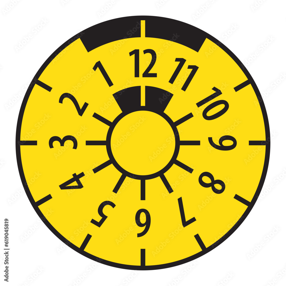 Vector graphic of round sticker for the periodic technical inspection of vehicles Vector graphic of round sticker for the periodic technical inspection of vehicles
