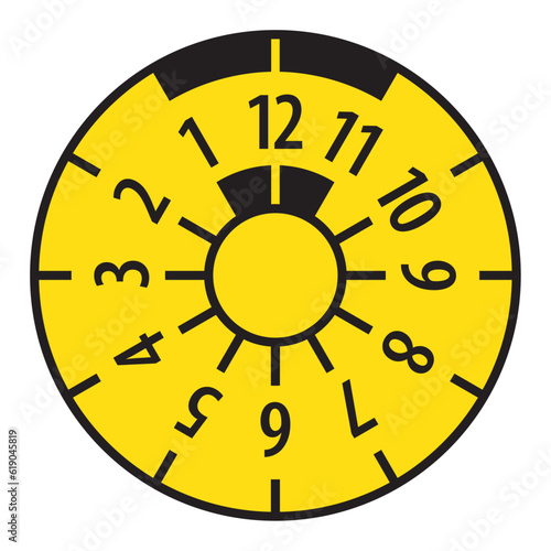 Vector graphic of round sticker for the periodic technical inspection of vehicles
