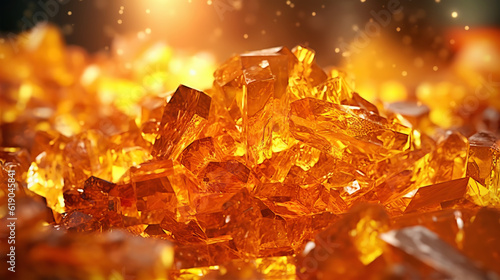 Amazing bright and shiny Wulfenite crystal cluster background. Jewel mineral detailed macro. Generative AI © AngrySun