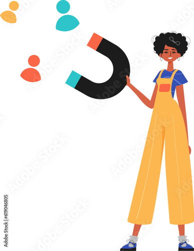 The girlfriend holds a attraction in his hand , which attracts liaison. Trendy style, Vector Illustration
