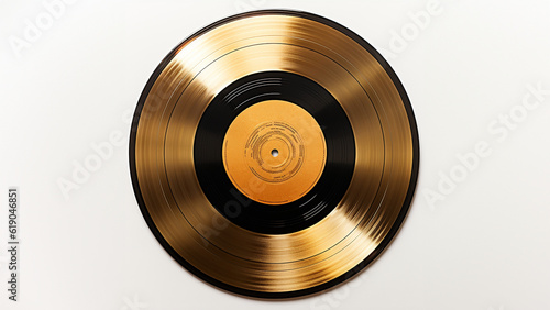 Goldene Schallplatte als Auszeichnung für viele erfolgreich verkaufte Tonträger in der Musikbranche, ai generativ photo