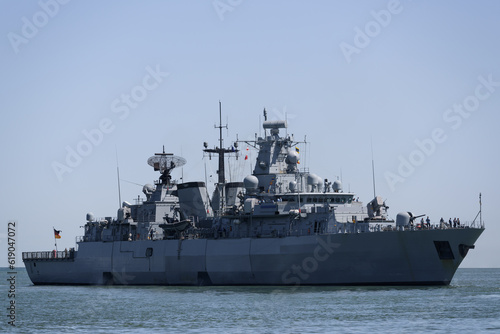 WARSHIP - A German missile frigate is sailing on the sea © Wojciech Wrzesień