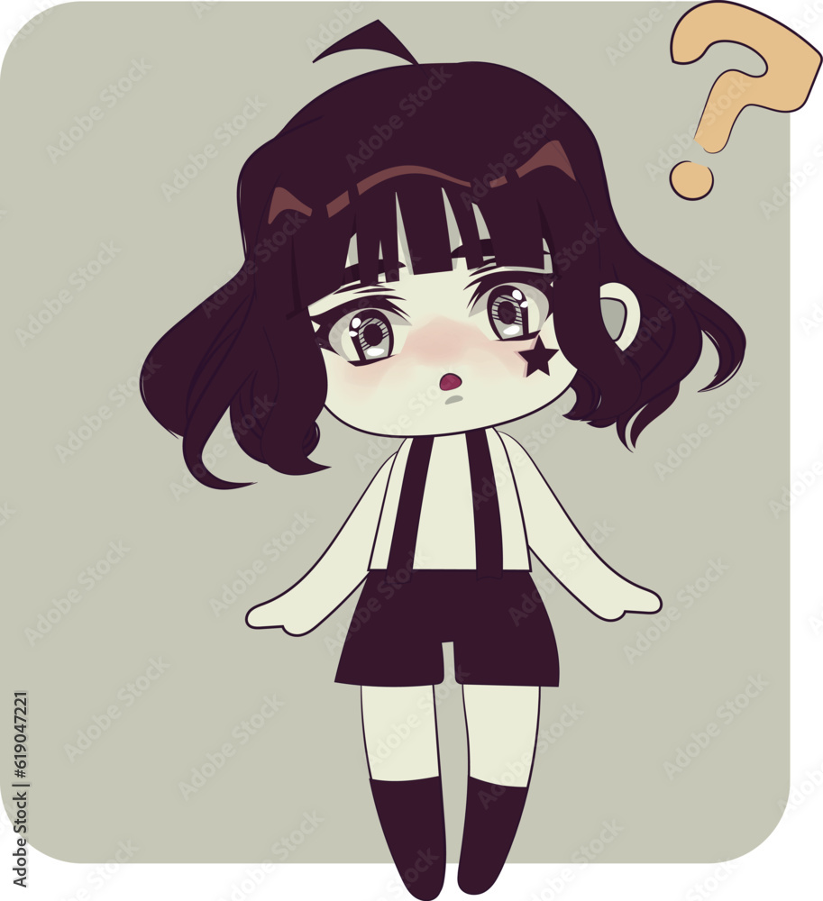Chibi girl character. Retro style vector illustration Chibi girl character. Retro style vector illustration