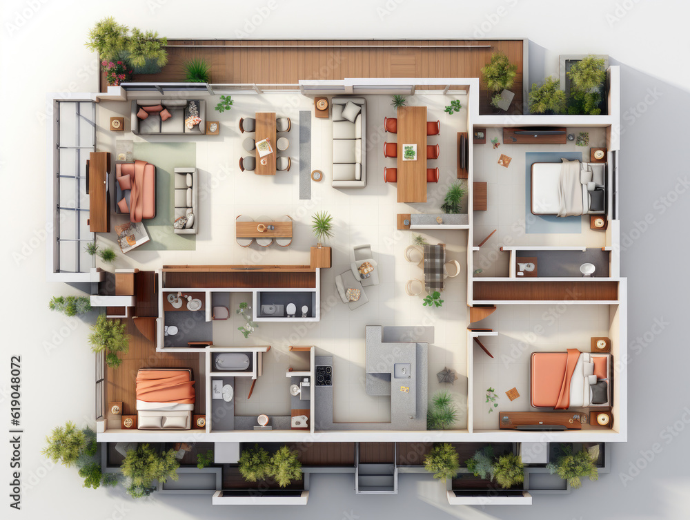 Floor Plan Top view Apartment Interior , Mockups Design 3D, High-quality Mockups, Generative Ai Floor Plan Top view Apartment Interior , Mockups Design 3D, High-quality Mockups, Generative Ai