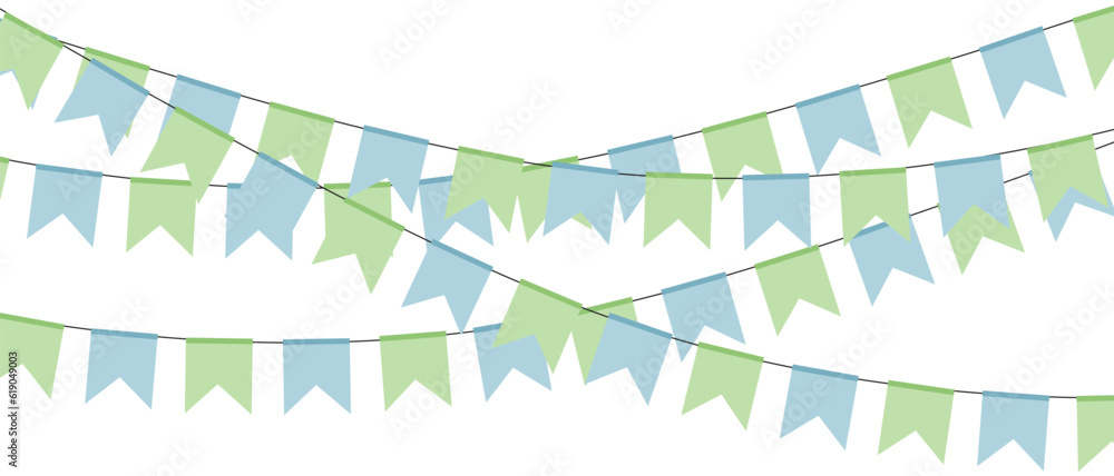 Festive Background with colorful Ribbons with Ribbon. Big horizontal Birthday poster. Festival banner. Vector illustration. Art with carnival element.